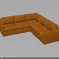 Orange L shaped sofa as modern furniture piece with sleek design