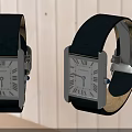 Elegant Square Dial Watches With Roman Numerals Black Leather Straps And Metal Cases