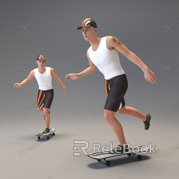 Modern man skateboarder model