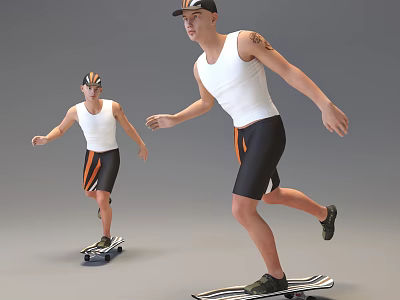 Modern man skateboarder 3d model