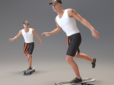 Modern man skateboarder model