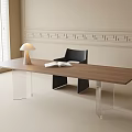 Modern Desk and Chair Combination Leisure Chair Single Chair Desk Lamp 3d model