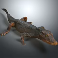 Realistic 3D Crocodile Model with Scaly Skin and Green Eyes on Gray Background