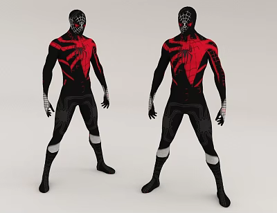 Game And Movie Character In Black Red Costume With Spider Pattern And White Accents 3d model