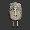 Cute Cartoon Sheep Character With Fluffy White Wool And Black Hooves