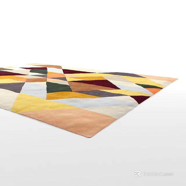 Colorful Square Rug With Geometric Abstract Patterns And Vibrant Multicolor Design 3d model