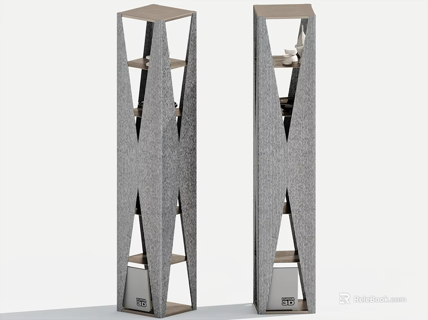 Modern Decorative Cabinets with Geometric Frame Vertical Structure Textured Surface Contemporary Style 3d model