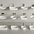 Various Modern Bathroom Washbasins With Different Shapes And Ceramic Styles 3d model