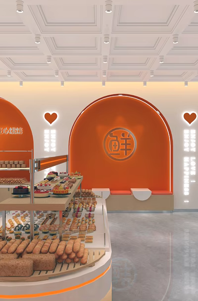 Sweet Shop Interior Design With Glass Display Cases And Assorted Delicious Desserts 3d model