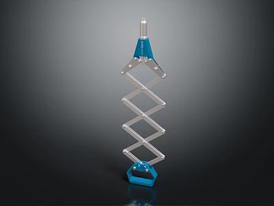 Telescoping Hardware Tool with Sturdy Metal Frame and Blue Adjustable Components 3d model