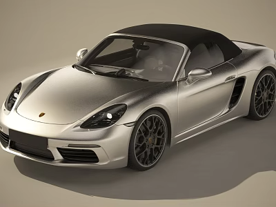 Silver Convertible Sports Car With Black Soft Top And Sporty Alloy Wheels Design 3d model