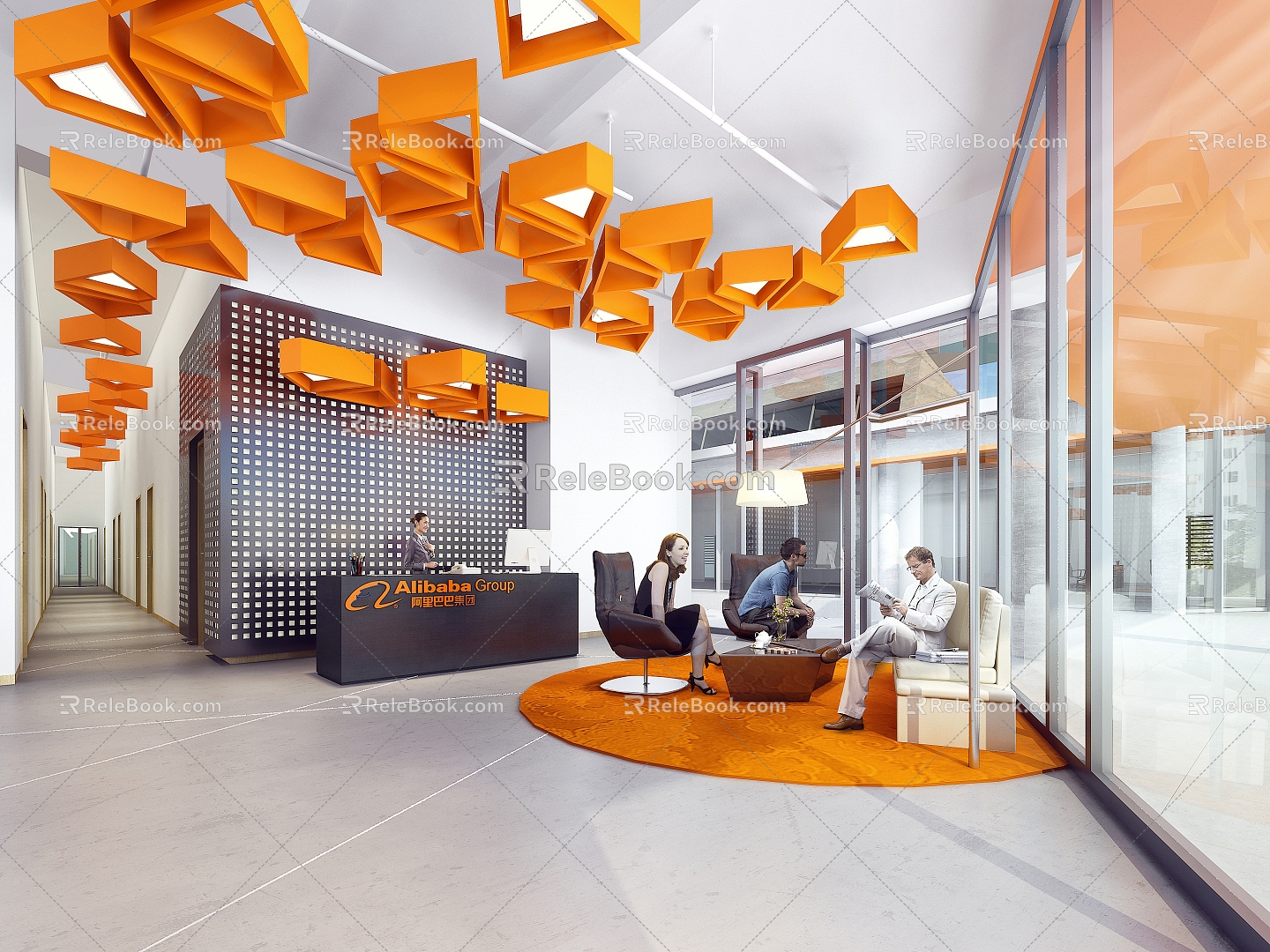 Modern Hall Office Foyer 3d model