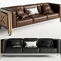 Modern Multiplayer Sofa Aluminum Profile Sofa Leather Sofa 3d model