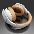 White And Brown Over Ear Headphones With Soft Leather Earpads For Premium Audio Experience
