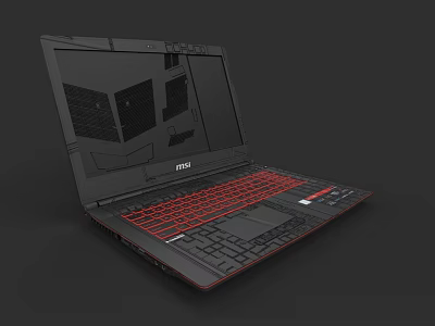 MSI Gaming Laptop With Red Backlit Keyboard And Sleek Modern Design 3d model