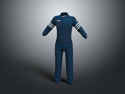 Blue Jumpsuit With White Striped Sleeves And Chest Logo Classic Design 3d model Blue Jumpsuit With White Striped Sleeves And Chest Logo Classic Design 3d model
