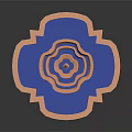 Three Tiered Decorative Fountain With Blue Water Basin And Light Colored Base