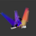 Colorful Lighting Installation With Vibrant Beam Effects And Reflective Base
