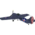 Vintage Propeller Fighter Aircraft With American Insignia And Landing Gear Extended
