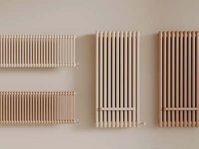 Different Styles Of Radiators On Beige Wall 3d model