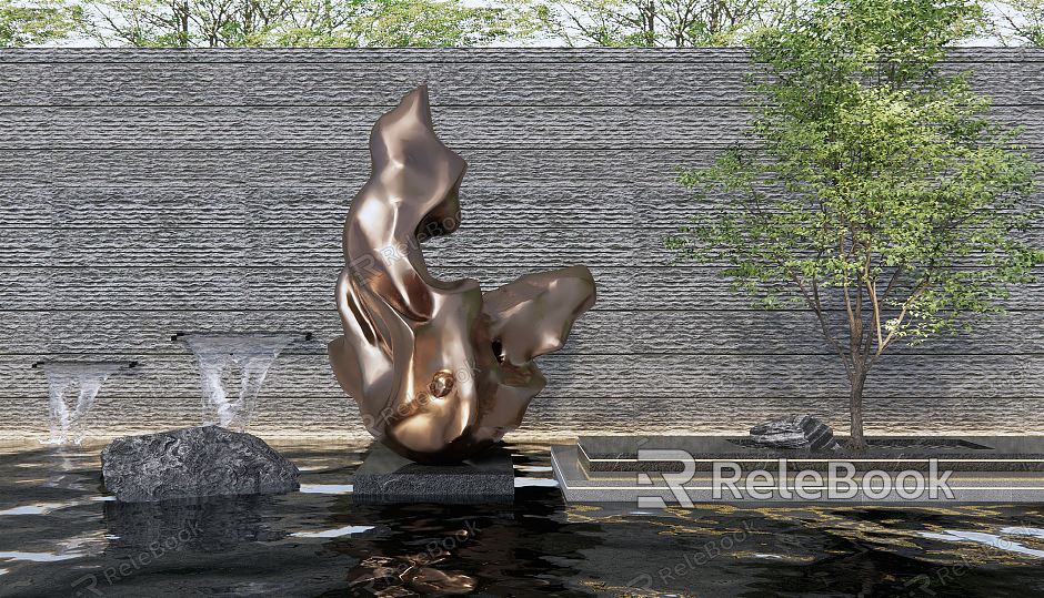 Modern city sculpture sculpture sketch flowing water landscape wall waterscape sculpture landscape tree model