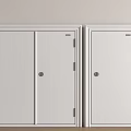 White Three Panel and Single Panel Doors with Metal Handles Keyholes Light Wall Wooden Floor