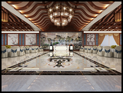 New Chinese Banquet Hall Grand Banquet Restaurant 3d model