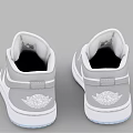 White Gray Air Jordan Low Top Shoes with Nike Swoosh Jumpman Logo Light Blue Sole