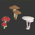 Colorful Mushroom Varieties With Red Spotted Orange And White Caps