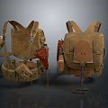 Vintage Brown Leather Backpack With Straps And Utility Pockets