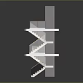 Modern Layered Stairs Model With Wooden Steps And Transparent Materials On Beige Base