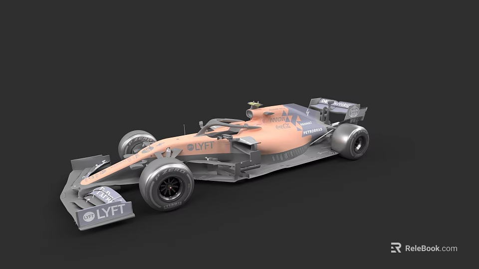 Pink And Gray Formula 1 Racing Car With LYFT Logo And Aerodynamic Design 3d model 