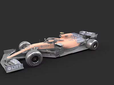 Pink And Gray Formula 1 Racing Car With LYFT Logo And Aerodynamic Design 3d model