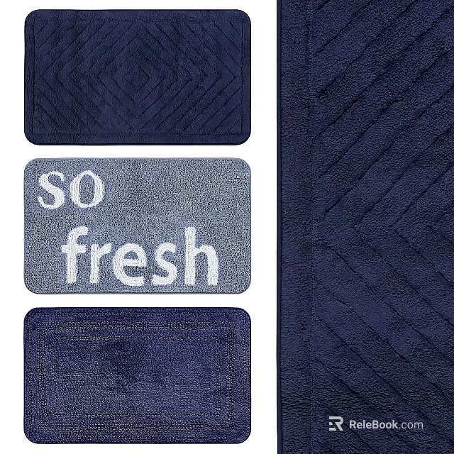 Blue Square Rugs With SO fresh Text And Textured Diamond Pattern For Bathroom 3d model 