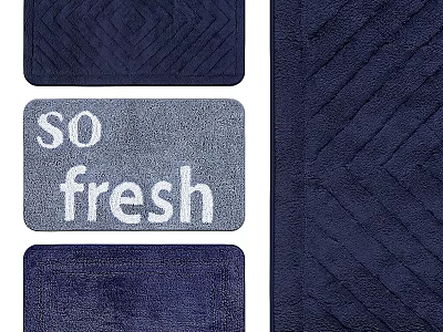 Blue Square Rugs With SO fresh Text And Textured Diamond Pattern For Bathroom 3d model