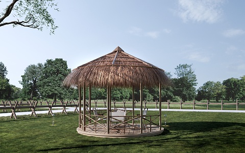 thatched pavilion landscape pavilion thatched house 3d model