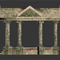 Detailed Gazebo Model With Columns Steps Textured Surface Green Base And Red Roof Detail