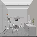 Dental Clinic Room Interior With DR and MRS Sign Chair Instruments Computer Potted Plant