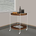 Modern side table solid wood cart 3d model