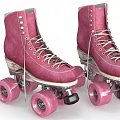 Classic Pink Roller Skates With High Top Design And Shiny Pink Wheels