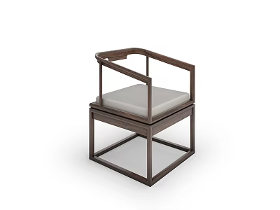 Modern Wooden Frame Leisure Chair With Light Colored Cushion And Armrests 3d model