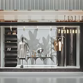 Elegant Fashion Store Window Display With Mannequin Clothing Shoes And Decorative Lighting