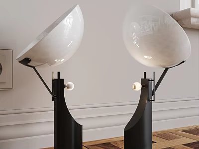 Modern Table Lamps With Black Base And White Dome Shaped Shade For Interior Design 3d model