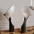 Modern Table Lamps With Black Base And White Dome Shaped Shade For Interior Design