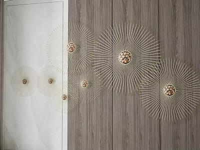 Elegant Metal Wall Decor with Radiant Circular Design and Spherical Accents 3d model