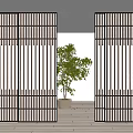 Japanese-style sliding door 3d model