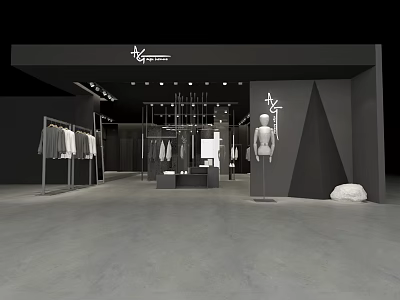 Modern Clothing Store Interior With Clothing Racks Mannequins And Decorative Lighting 3d model