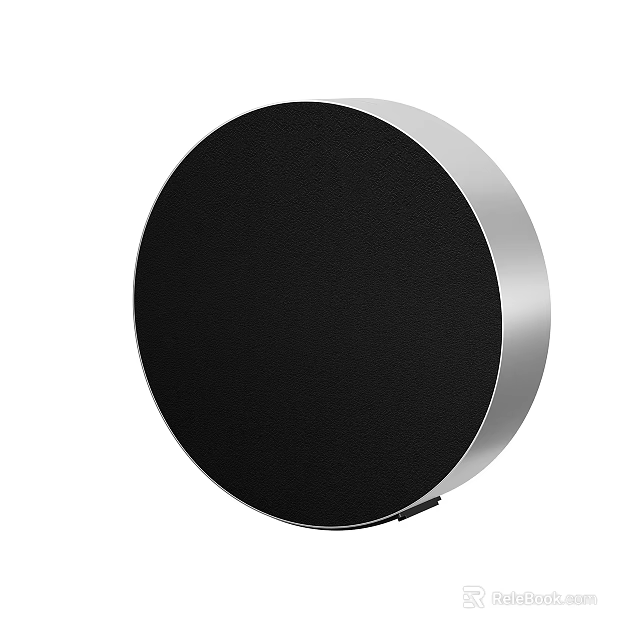 Sleek Round Black Speaker With Silver Edge Modern Audio Design 3d model