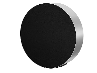 Sleek Round Black Speaker With Silver Edge Modern Audio Design 3d model