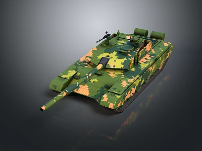 Military Tank with Camouflage Paint Gun Barrel Turret Tracks and Modern Design on Gray Background 3d model